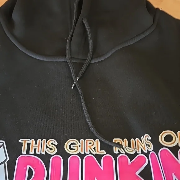 Black Dunkin' Hoodie with Pink Logo - Picture 4 of 4